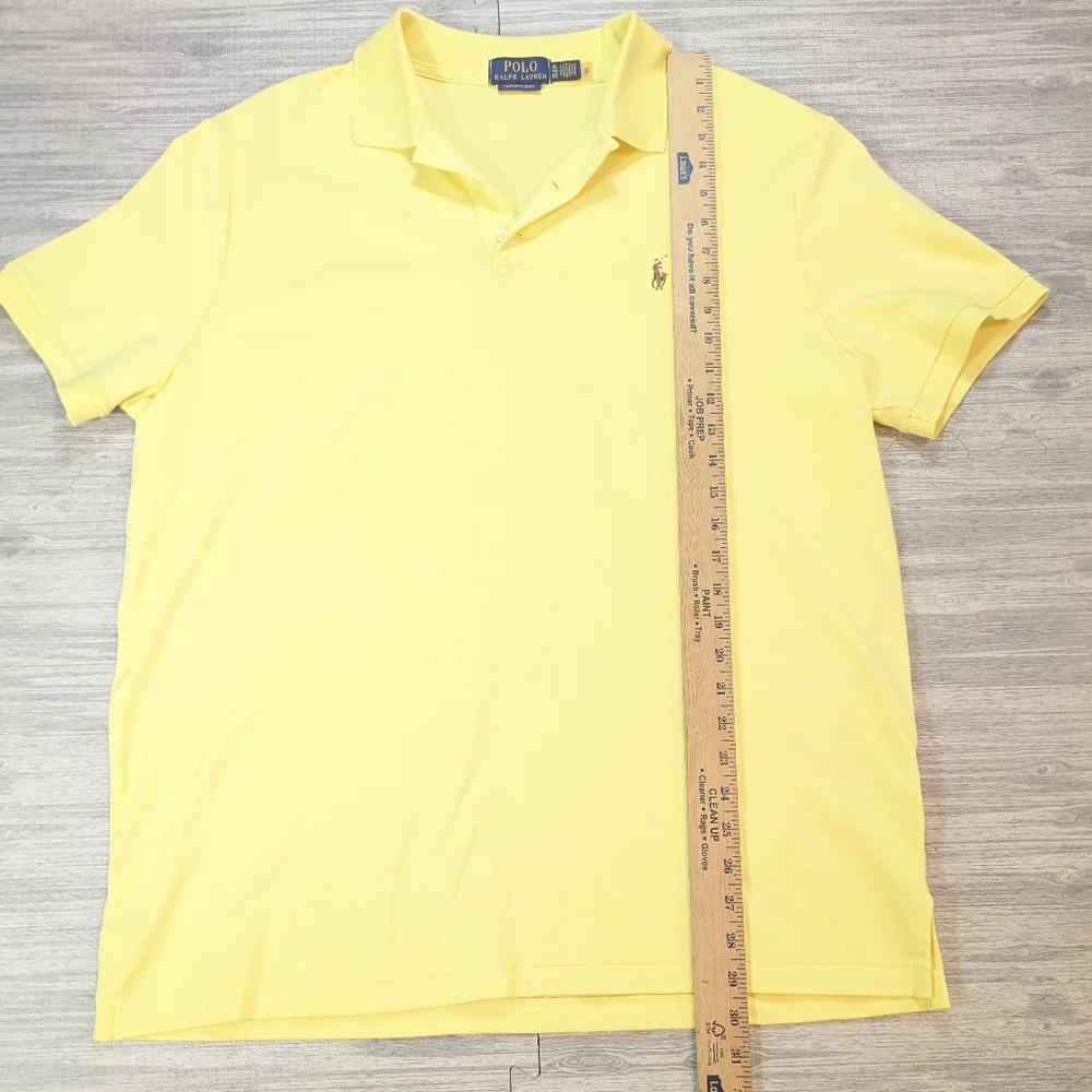 Polo Ralph Lauren Mens Short Sleeve Polo‎ Shirt Yellow Cotton Custom Slim Fit XL